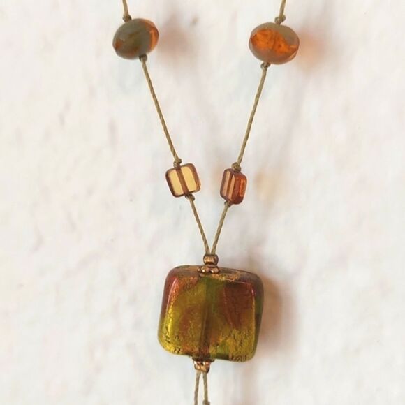 Handmade Amber & Green Statement Necklace - Picture 4 of 5